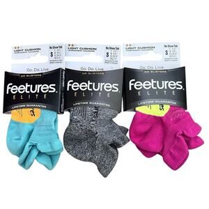 NEW Lot 3 Feetures Elite Light Cushion No Show Tab Running Socks Small  W 4–6.5